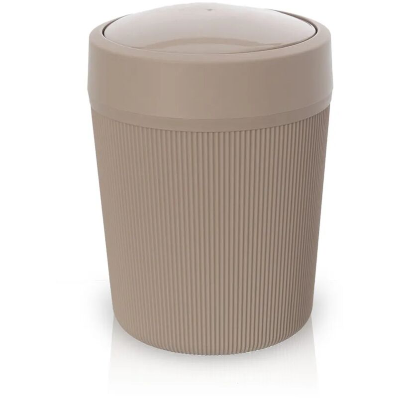 foto del prodotto inbagno pattumiera bagno tortora in plastica 4,2 lt con coperchio basculante ring