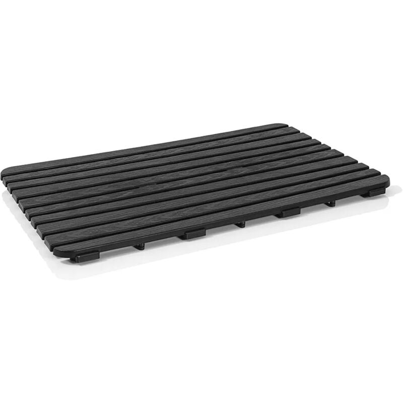 foto del prodotto inbagno pedana doccia antiscivolo 80x50 cm nero con effetto legno in plastica
