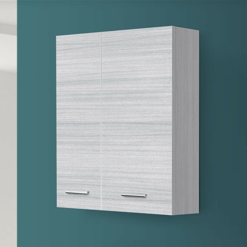 foto del prodotto inbagno pensile bagno sospeso 60 cm grigio con ante e ripiano interno desya