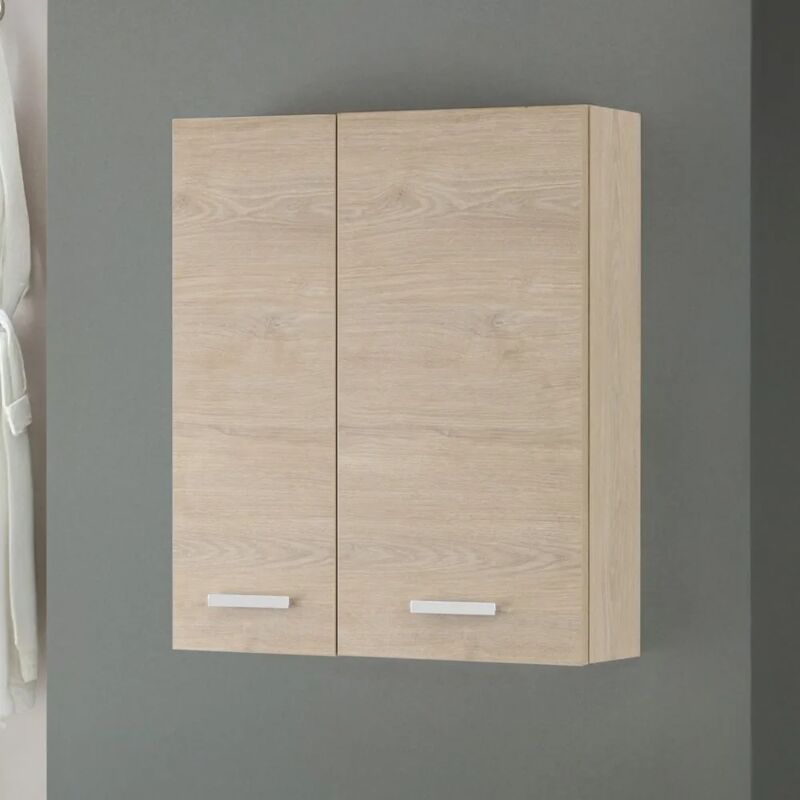 foto del prodotto inbagno pensile bagno sospeso 60 cm rovere dolomite con ante e ripiano interno desya