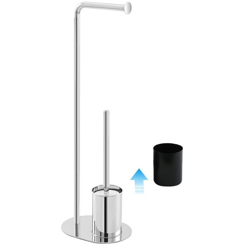 foto del prodotto inbagno piantana portascopino e porta rotolo cromo lucido con base ovale