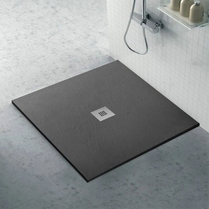 foto del prodotto inbagno piatto doccia 120x120 in marmo resina karen antracite effetto pietra