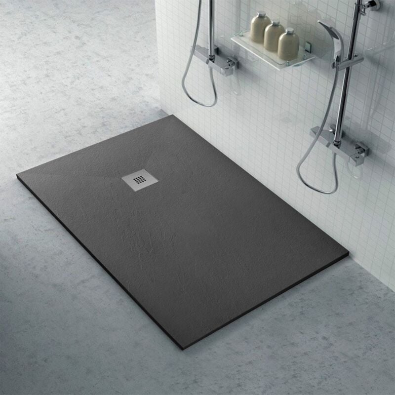 foto del prodotto inbagno piatto doccia 70x120 cm antracite effetto pietra in resina riducibile karen
