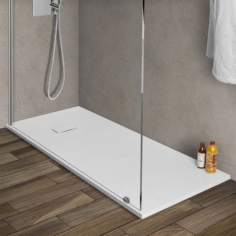 foto del prodotto inbagno piatto doccia 70x170 filo pavimento agor in resina bianco pietra