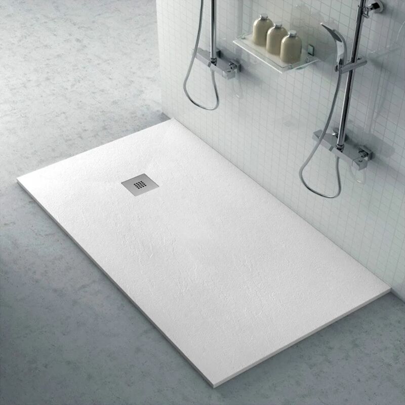 foto del prodotto inbagno piatto doccia 70x200 in marmoresina karen bianco effetto pietra