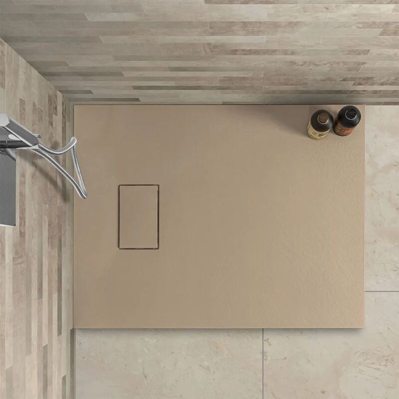 foto del prodotto inbagno piatto doccia 70x90 filo pavimento serie agor tortora effetto pietra