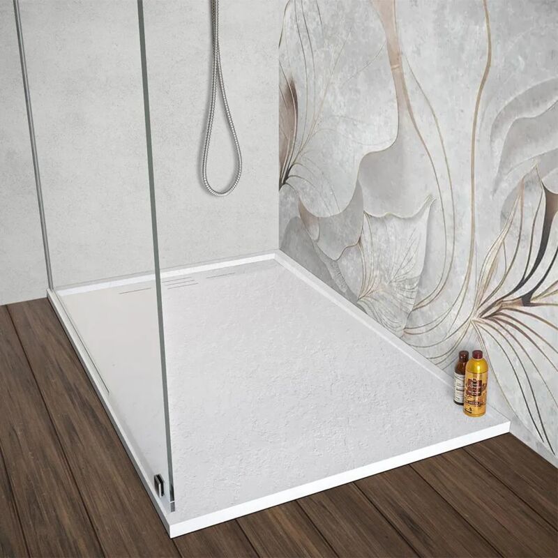 foto del prodotto inbagno piatto doccia 80x120 bianco pietra in resina riducibile con canalina argo