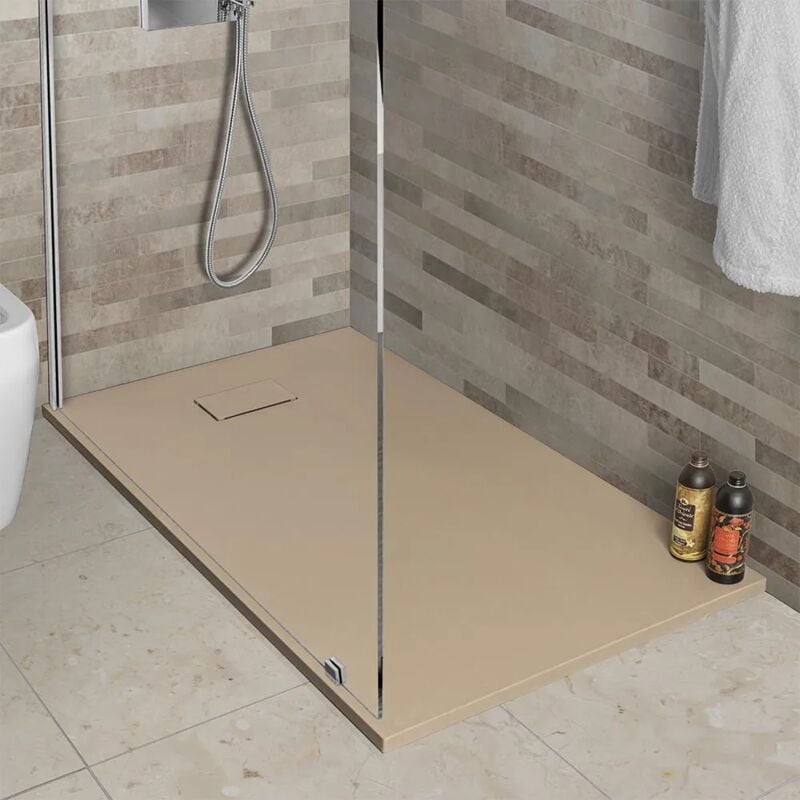 foto del prodotto inbagno piatto doccia 80x140 in resina tortora effetto pietra serie agor 