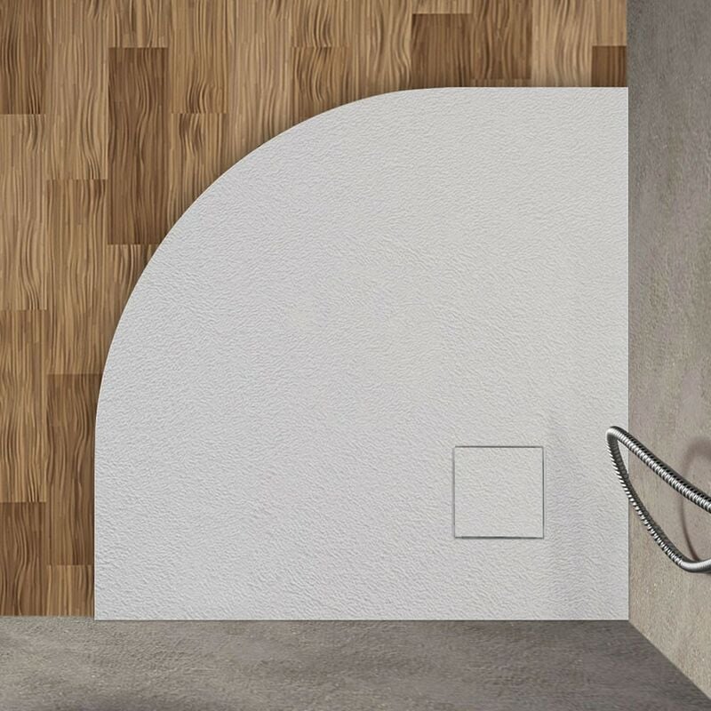 foto del prodotto inbagno piatto doccia 90x90 semicircolare bianco pietra in resina riducibile agor 