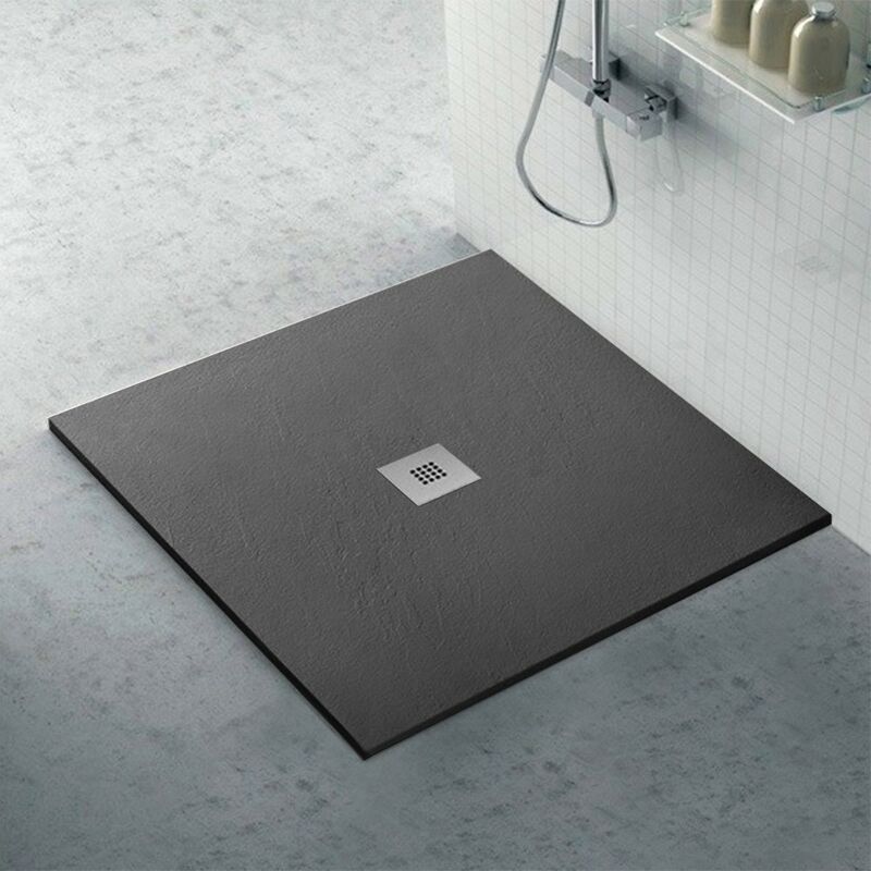 foto del prodotto inbagno piatto doccia ardesia 80x80 resina effetto pietra antracite karen