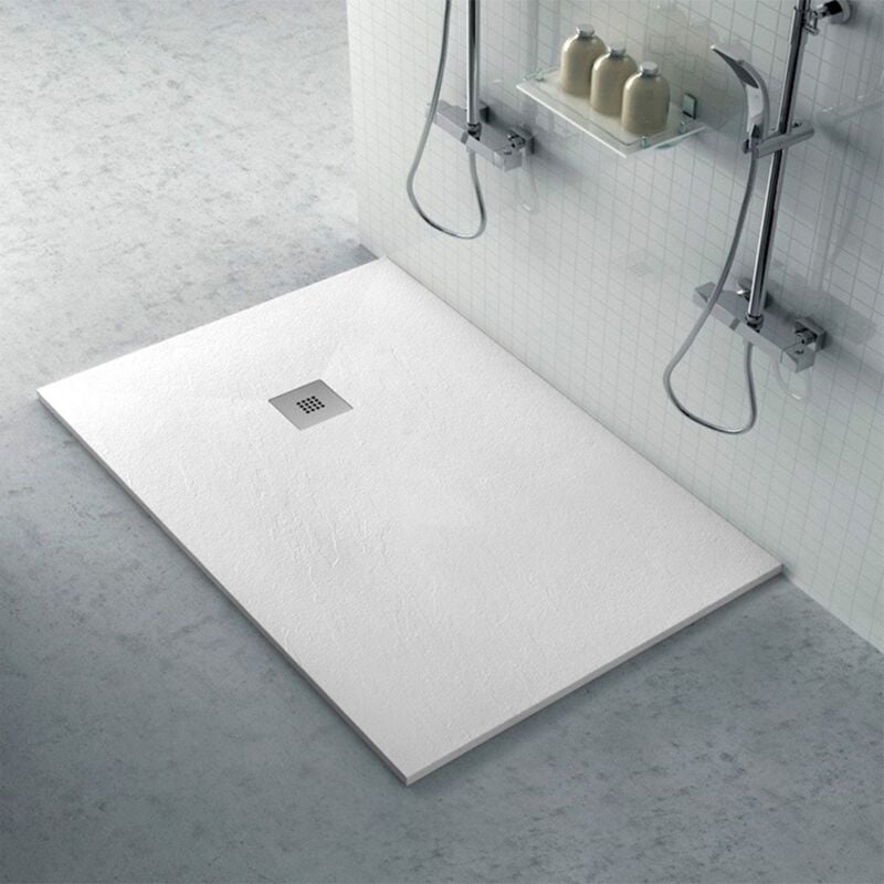 foto del prodotto inbagno piatto doccia filo pavimento karen 100x120 in resina bianco pietra