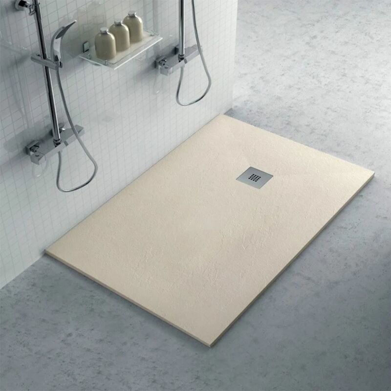 foto del prodotto inbagno piatto doccia filo pavimento karen 70x110 in resina pietra tortora
