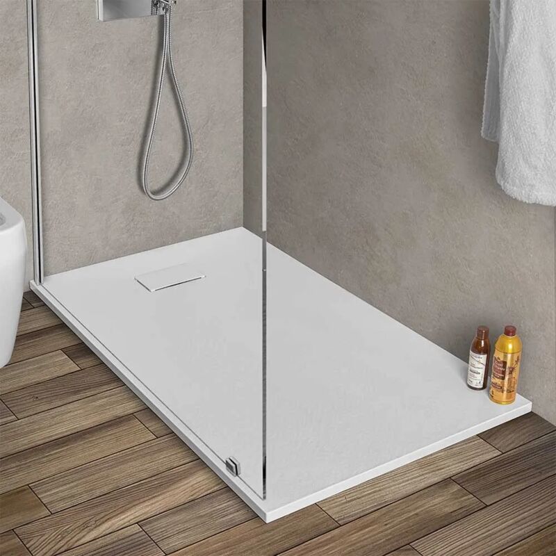foto del prodotto inbagno piatto doccia in resina 70x140 serie agor pietra bianca su misura