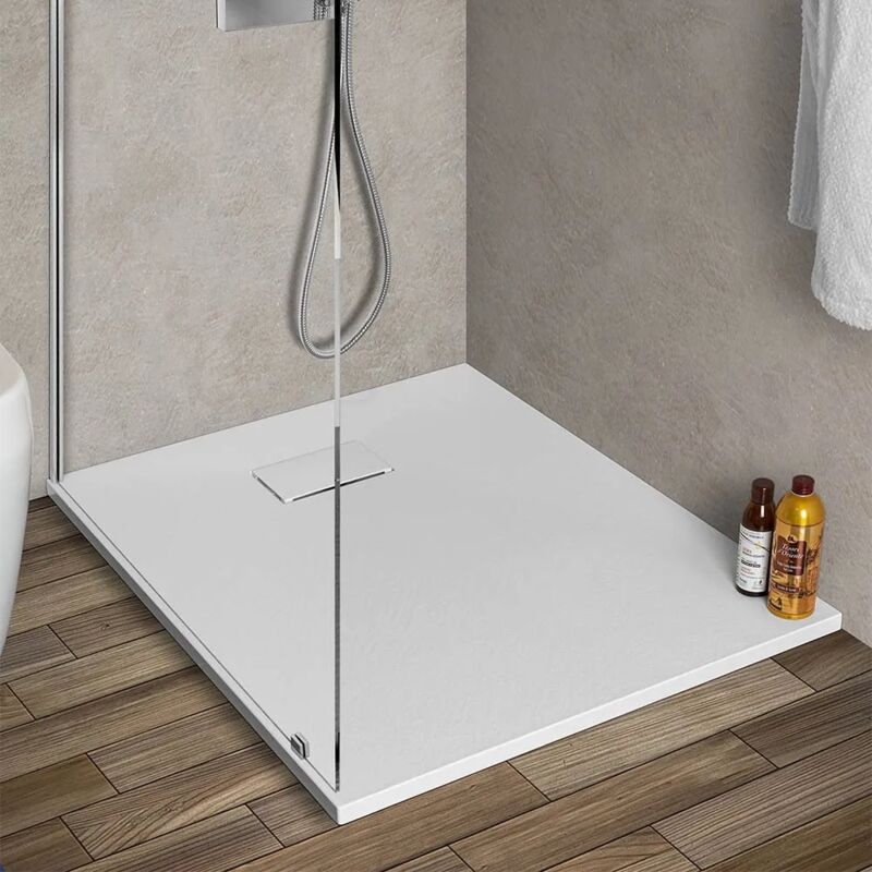 foto del prodotto inbagno piatto doccia in resina 80x100 serie agor bianco pietra su misura