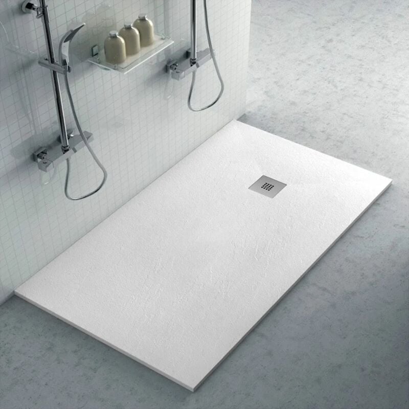 foto del prodotto inbagno piatto doccia in resina 80x170 rettangolare karen bianco pietra