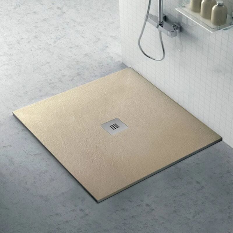foto del prodotto inbagno piatto doccia resina 70x70 su misura tortora effetto pietra karen