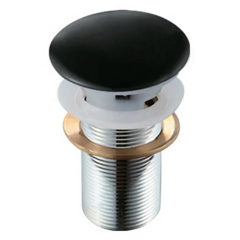 foto del prodotto inbagno piletta click clack con tappo nero lucido in ceramica senza troppopieno