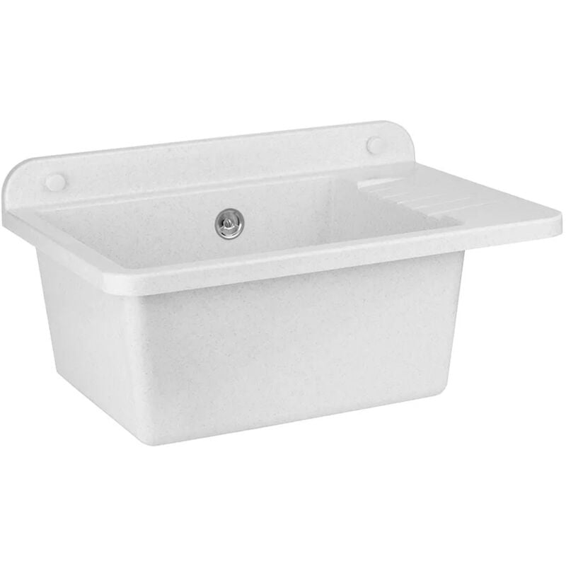 foto del prodotto inbagno pilozzo sospeso 50x35 in resina bianco pietra con ripiano d appoggio