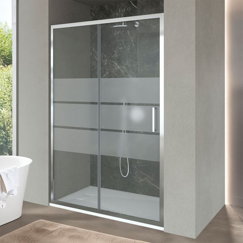 foto del prodotto inbagno porta doccia nicchia 120 cm scorrevole con vetro in cristallo serigrafato ted