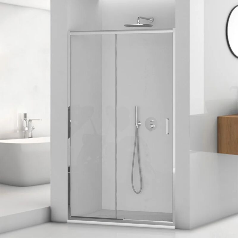 foto del prodotto inbagno porta doccia nicchia 130 cm scorrevole trasparente con profilo cromo tay