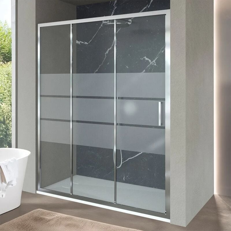 foto del prodotto inbagno porta doccia nicchia 170 cm scorrevole 3 ante serigrafate h 200 cm ted