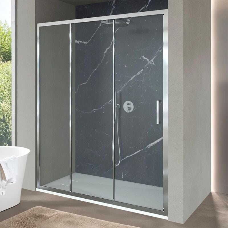 foto del prodotto inbagno porta doccia nicchia 170 cm scorrevole 3 ante trasparenti h 200 cm ted