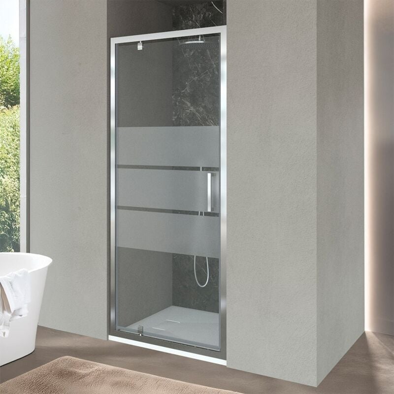 foto del prodotto inbagno porta doccia nicchia 80 cm a battente con vetro in cristallo serigrafato ted