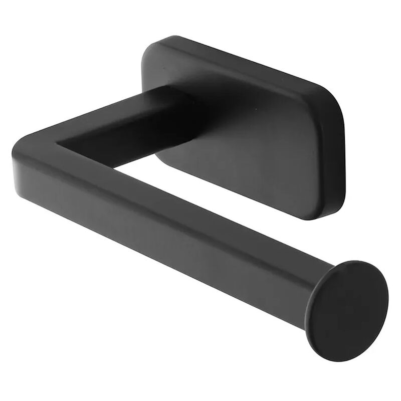 foto del prodotto inbagno porta rotolo wc a muro in acciaio inox nero con doppio fissaggio