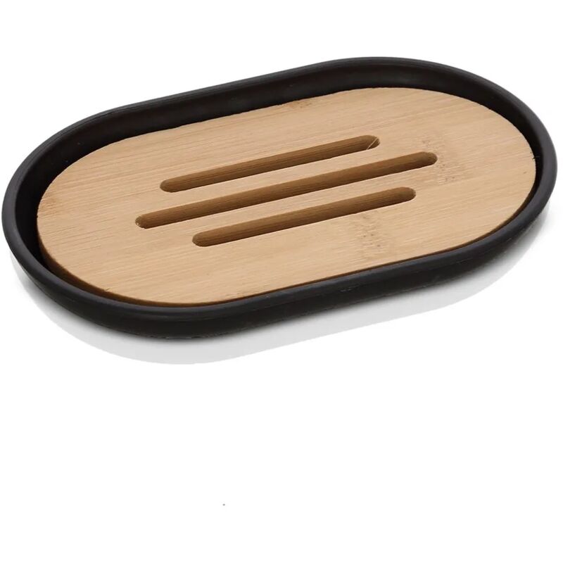 foto del prodotto inbagno porta sapone da appoggio nero in abs e bamb surf
