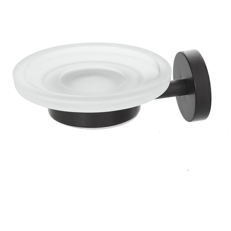 foto del prodotto inbagno porta saponetta a muro in acciaio nero opaco linea chic black