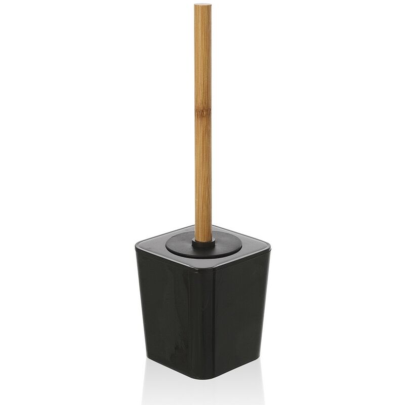 foto del prodotto inbagno porta scopino bagno nero opaco con manico ergonomico in bamb 