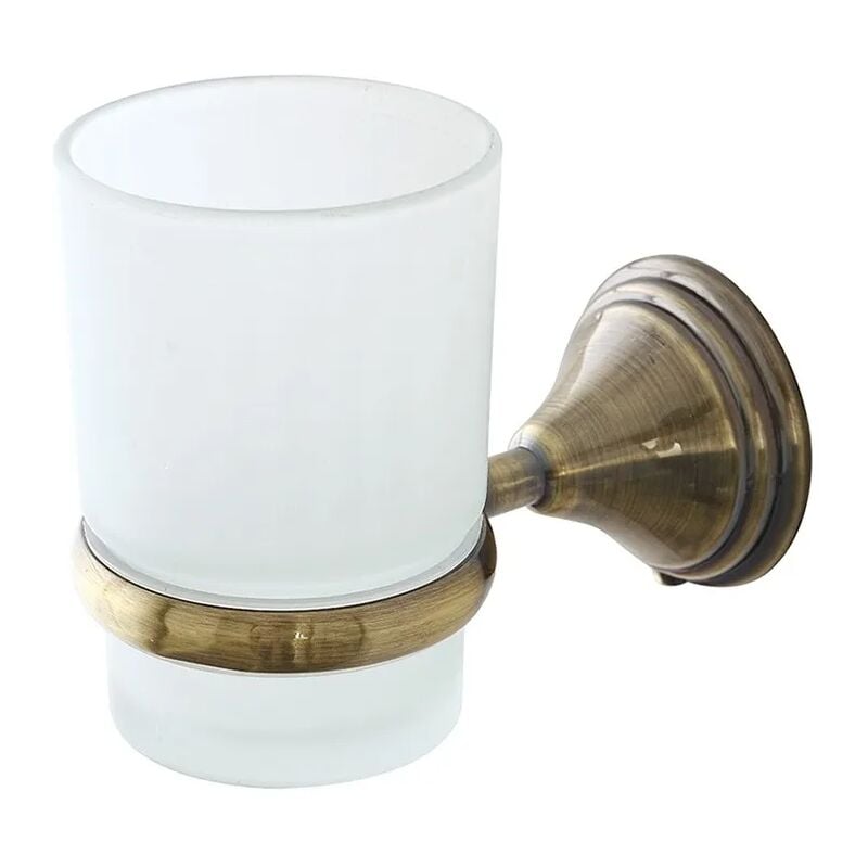 foto del prodotto inbagno porta spazzolino da denti a muro in vetro satinato finitura bronzo kit per fissaggio incluso iris