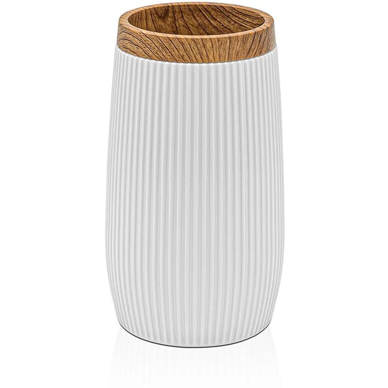 foto del prodotto inbagno porta spazzolino da denti bianco dettagli effetto legno blob