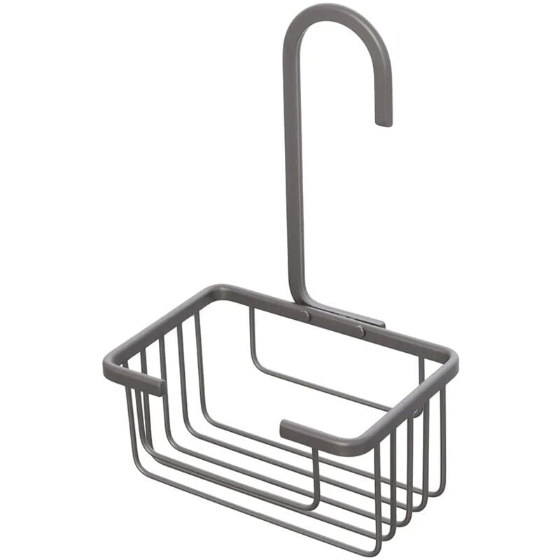 foto del prodotto inbagno portaoggetti doccia rettangolare a 1 ripiano con gancio in acciaio nero opaco