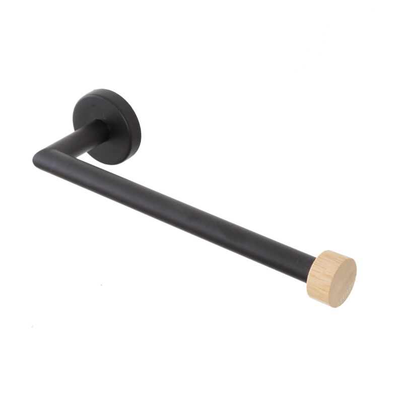 foto del prodotto inbagno portasalviette bagno a muro 25 cm nero in acciaio e bamb haiti