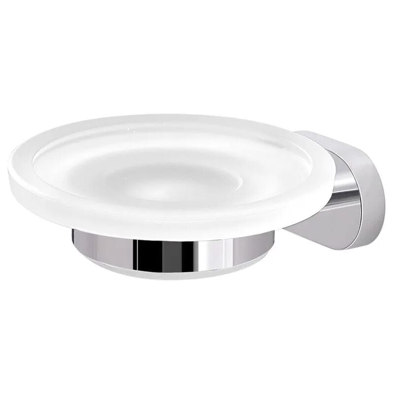 foto del prodotto inbagno portasapone bagno a muro gedy serie bernina in acciaio inox cromato e vetro
