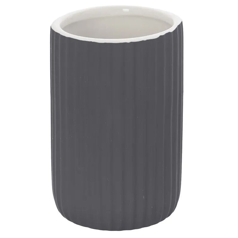 foto del prodotto inbagno portaspazzolini bagno d appoggio grigio in ceramica soft touch spring