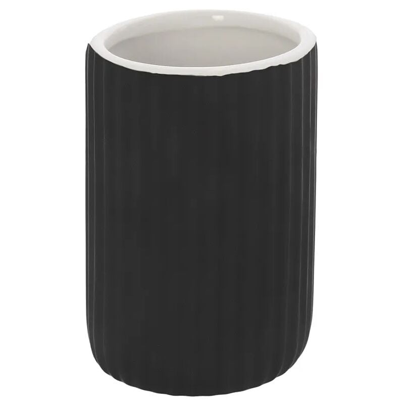 foto del prodotto inbagno portaspazzolini bagno da appoggio nero in ceramica soft touch spring