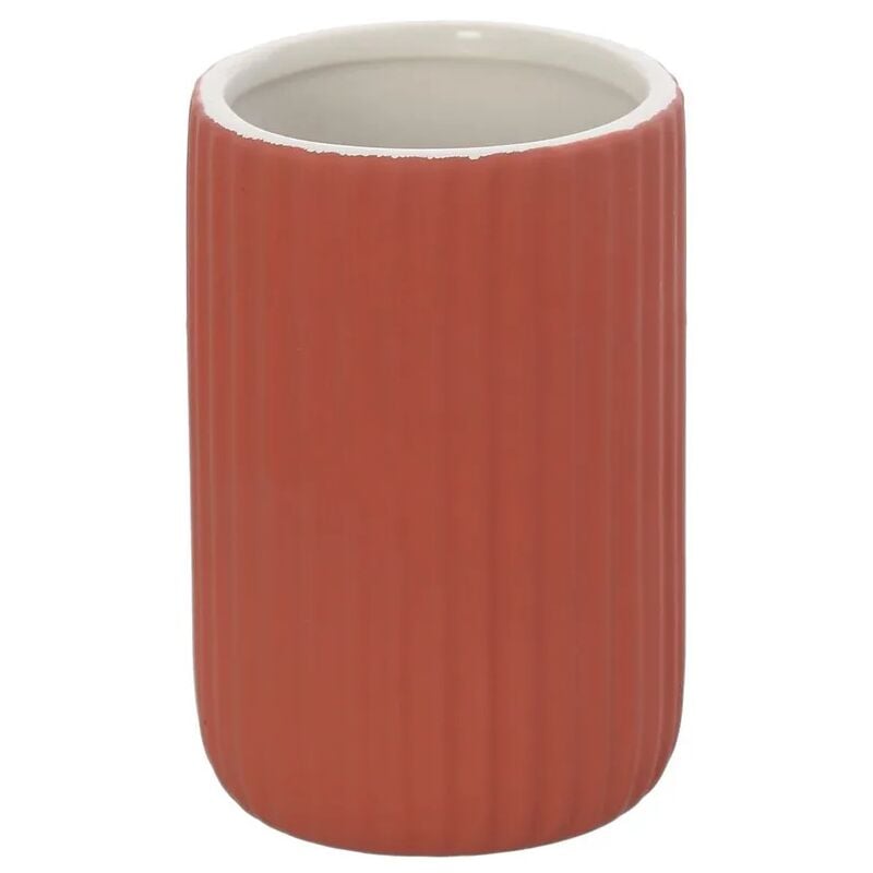 foto del prodotto inbagno portaspazzolini bagno da appoggio rosso in ceramica soft touch spring