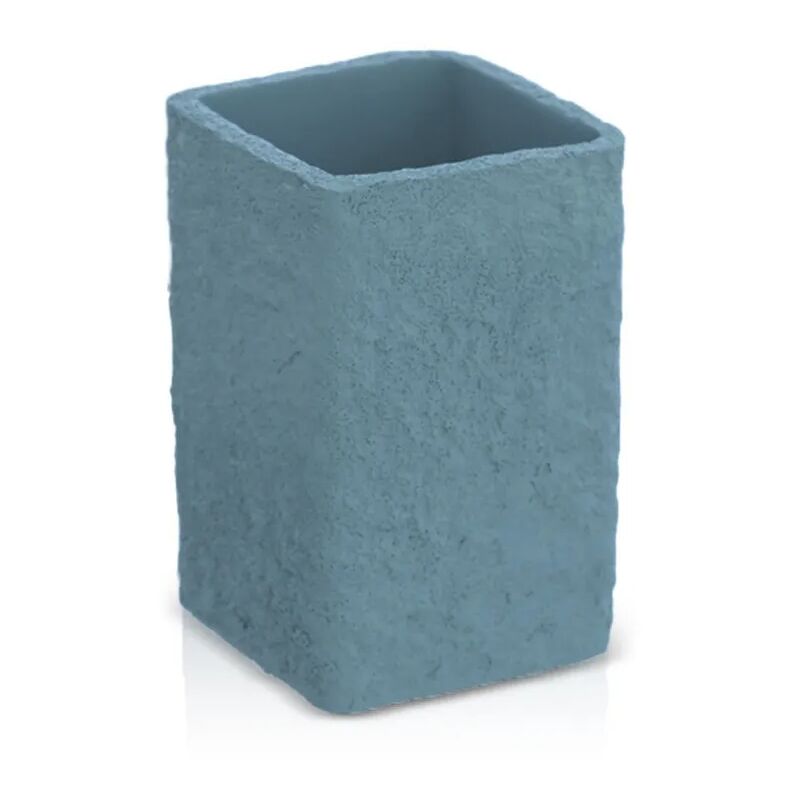 foto del prodotto inbagno portaspazzolini da appoggio turchese cobalto in resina effetto pietra