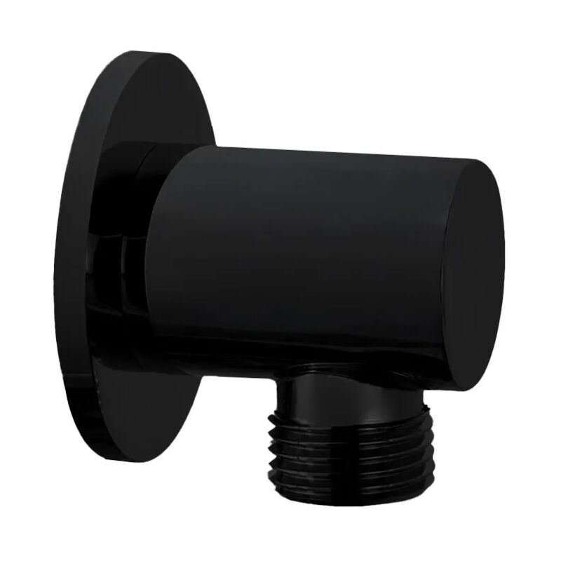 foto del prodotto inbagno presa acqua a muro per doccetta tonda in ottone nero opaco