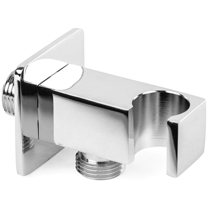 foto del prodotto inbagno presa acqua con supporto per doccino in ottone cromo design squadrato