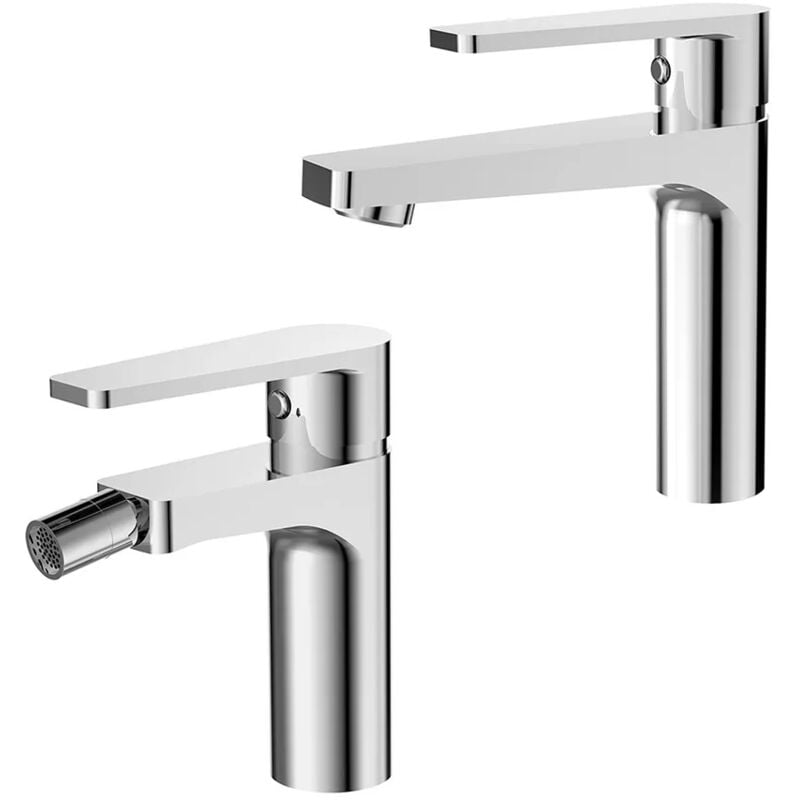 foto del prodotto inbagno rubinetti bagno in set per lavabo e bidet cromati recta