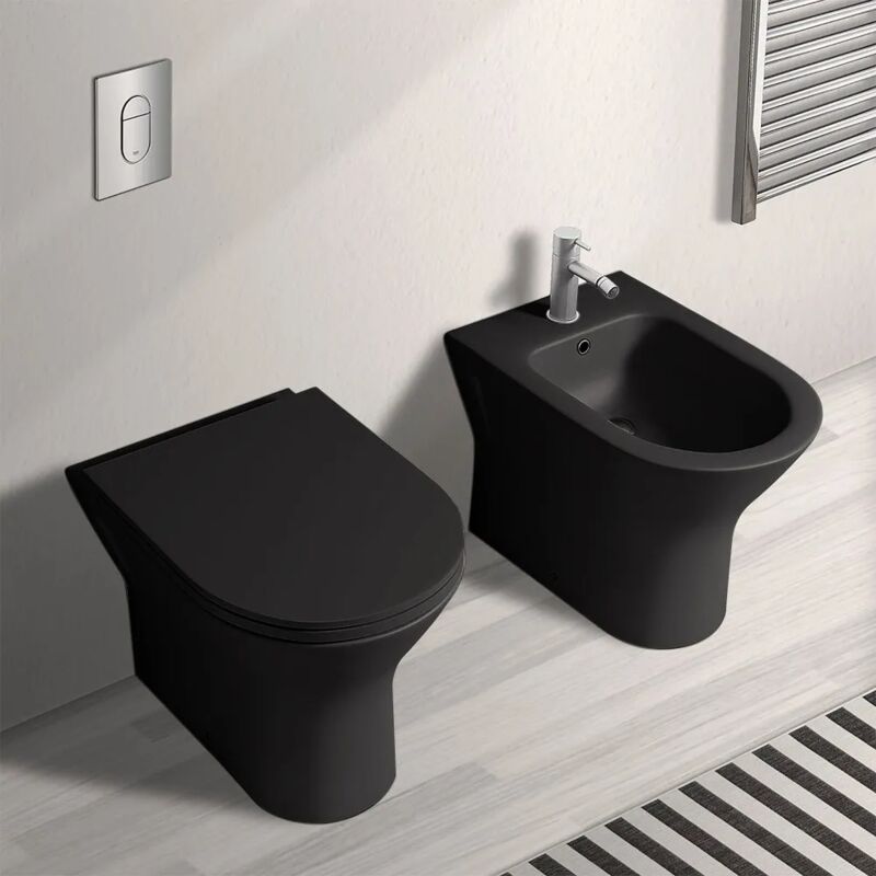 foto del prodotto inbagno sanitari filo muro nero opaco con sedile slim softclose feeling