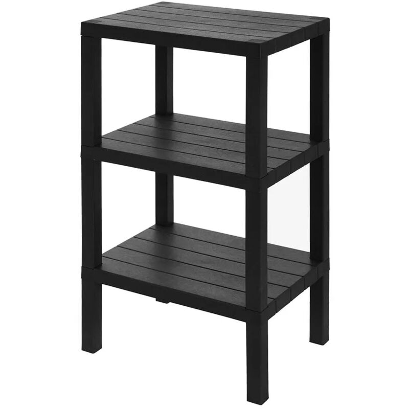foto del prodotto inbagno scaffale bagno 3 ripiani nero effetto legno in kit montaggio buzz
