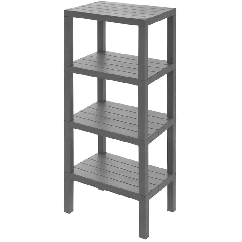 foto del prodotto inbagno scaffale bagno 4 ripiani grigio effetto legno in kit montaggio buzz