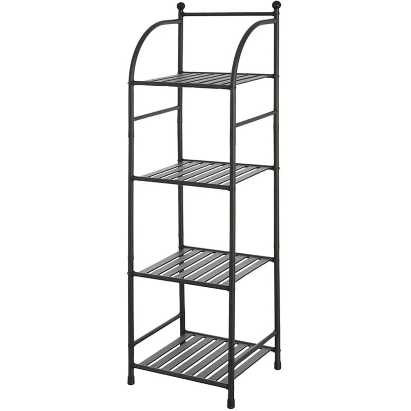 foto del prodotto inbagno scaffale bagno h 116 in metallo design nero con quattro ripiani