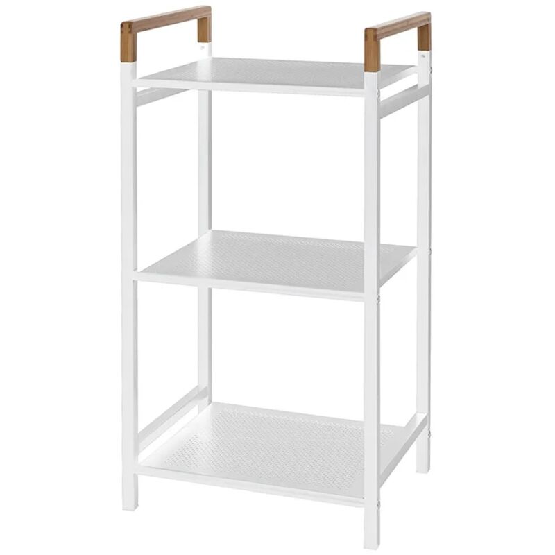 foto del prodotto inbagno scaffale porta oggetti 3 ripiani bianco in acciaio e bamb linea haiti