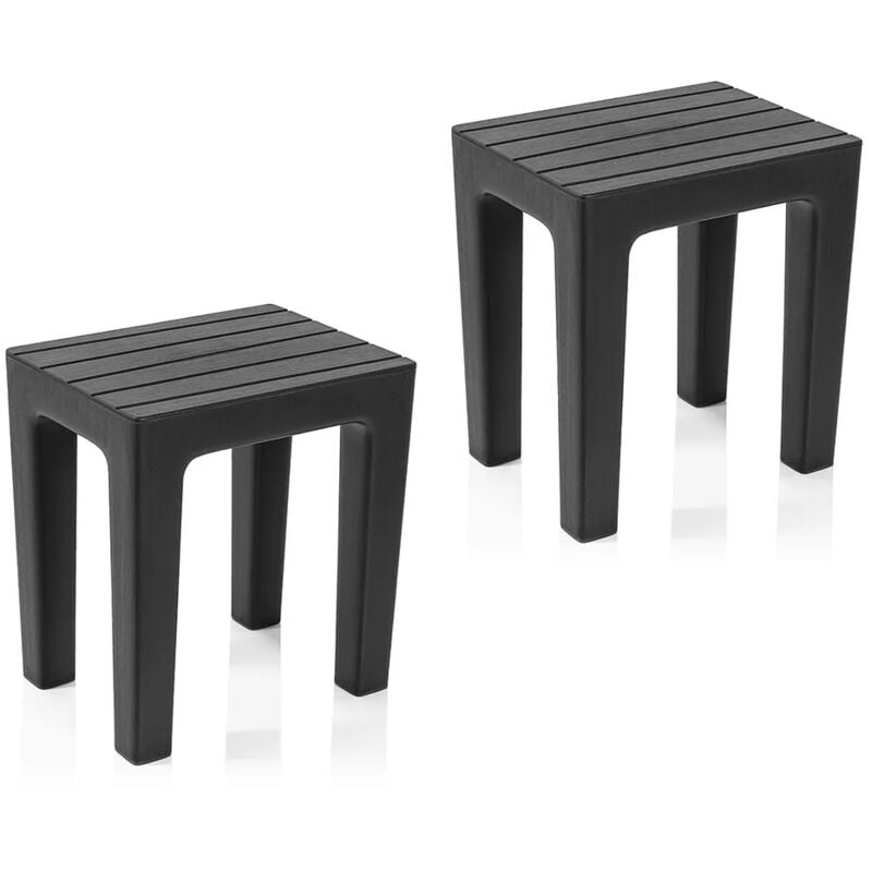 foto del prodotto inbagno set 2 pezzi lello lo sgabello multiuso nero ad alta resistenza con effetto legno