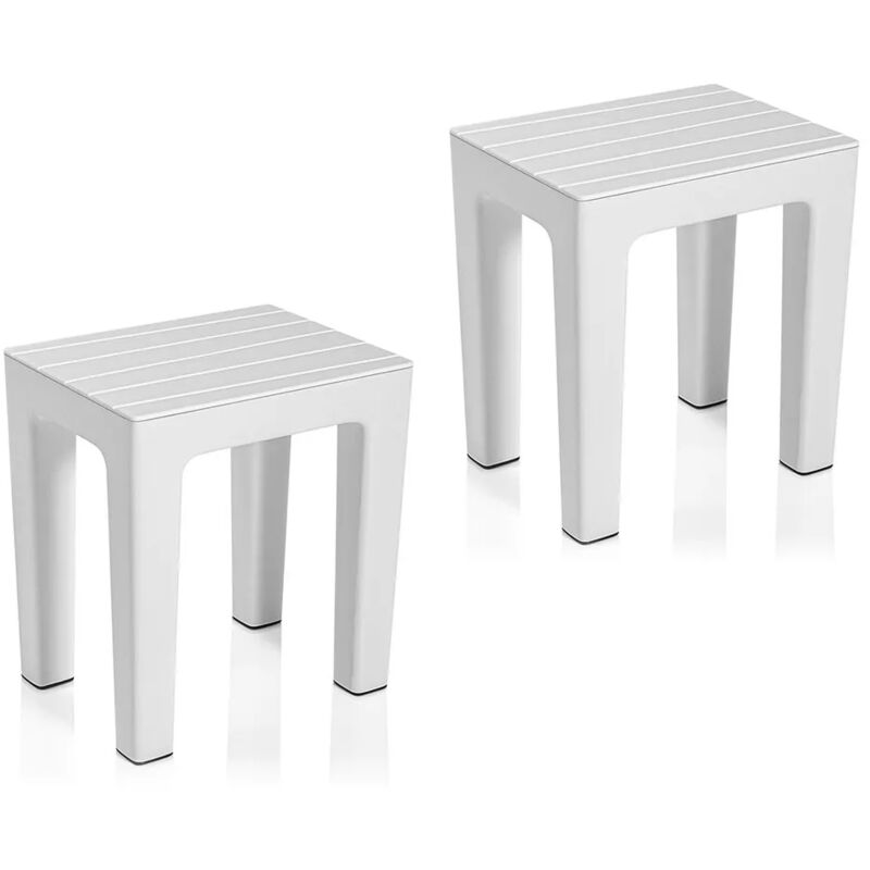 foto del prodotto inbagno set 2 pz lello lo sgabello multiuso ad alta resistenza bianco effetto legno